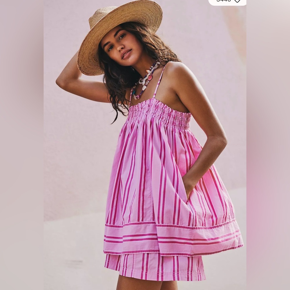 Free People We The Free Pajama Party Women Pink Tunic Size Medium NEW